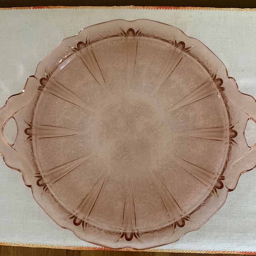 VTG Pink Depression Glass Platter